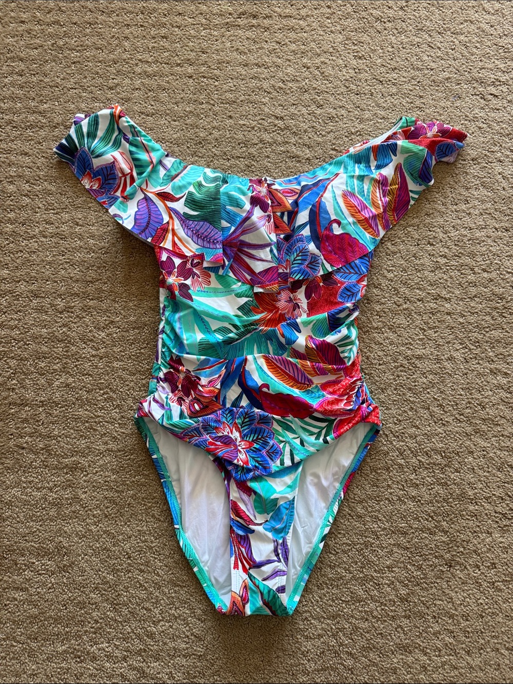 NWOT La Blanca Off-Shoulder One-Piece Swimsuit - Multicolor (US4)